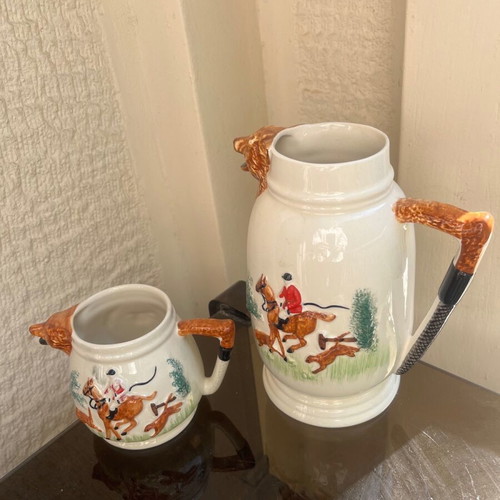 Portland ceramic jug and creamer hunting theme like new