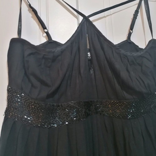 S'nob Black Strap Dress new, size S with embroidered beads