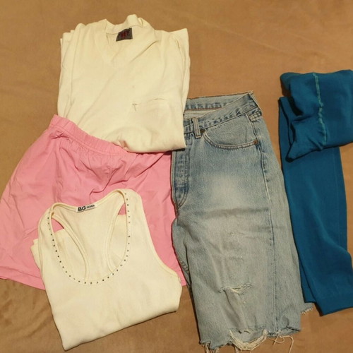 Clothing bundle used, women's and unisex, various sizes S, M, colorful