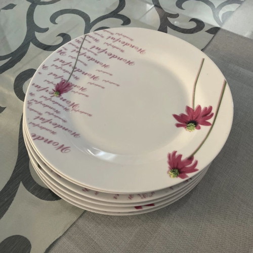 Dinnerware set like new, 6 large, 5 deep, 6 small plates and a platter