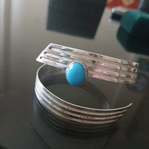 Large bracelet made of 1000 silver with turquoise like new