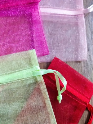 Small Organza Pouches 5x7 cm, 180 pcs, new, assorted colors