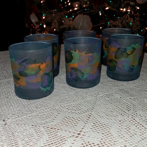 Set of 6 hand-painted glasses new