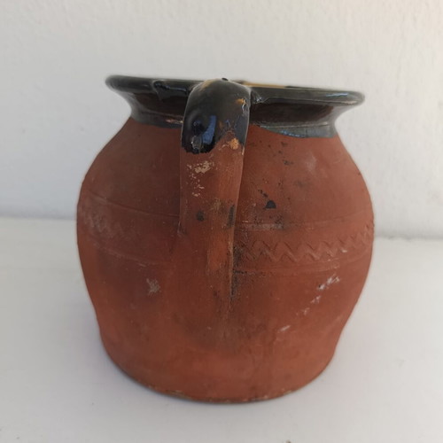 Traditional clay pot with two handles, 17cm height