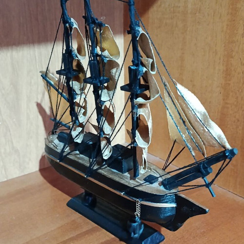 Cutty Sark decorative wooden ship used with gold sails