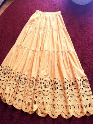 Karavan KRVN Boho cotton skirt with eyelet broderie, size M