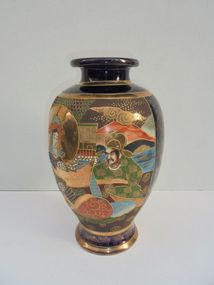 Satsuma vase enameled type Blue Royal, about 130 years old
