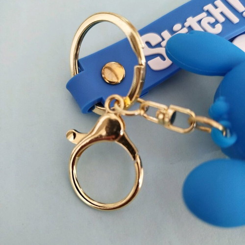 Stitch silicone keychain like new, white and blue