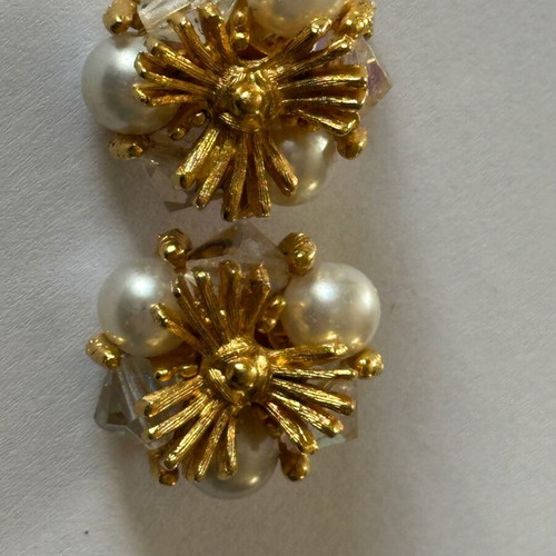 Gold-plated earrings used, antique, women's with clasp
