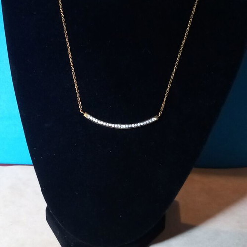 Loisir necklace with zircon, new, gold-plated stainless steel