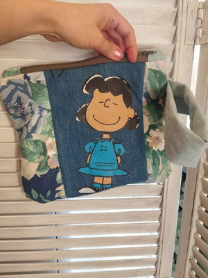 Lucy Peanuts Snoopy fabric wristlet toiletry bag