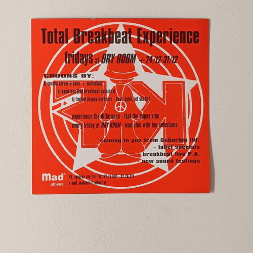 Flyer Mad Athens KΔF Suburbia LTD breakbeat 1999 like new