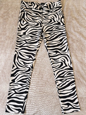 Animal Print Παντελόνι Κολάν Γυναικείο Zara καινούργιο, μαύρο και άσπρο