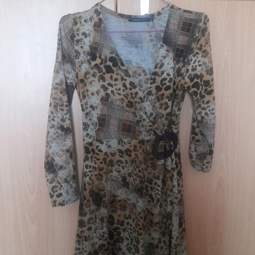 Anonima animal print draped dress used brown size M