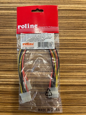 4 pin Power Y Adaptor Splitter Cable 1x5.25" to 2x5.25" 0.3m ROLINE new