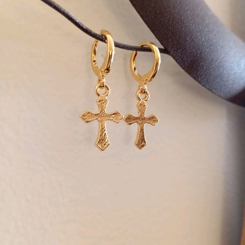 Cross jewelry set stainless steel 18k gold plated, new