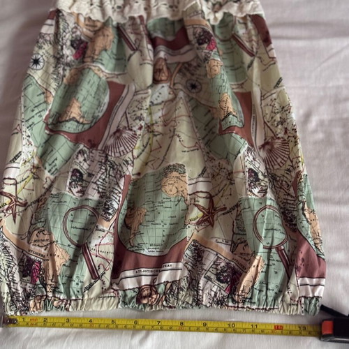 Vintage Map Strapless Top like new, size S, handmade