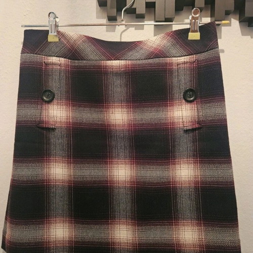 Plaid mini skirt LOFT like new, black-bordeaux, size 2 petite
