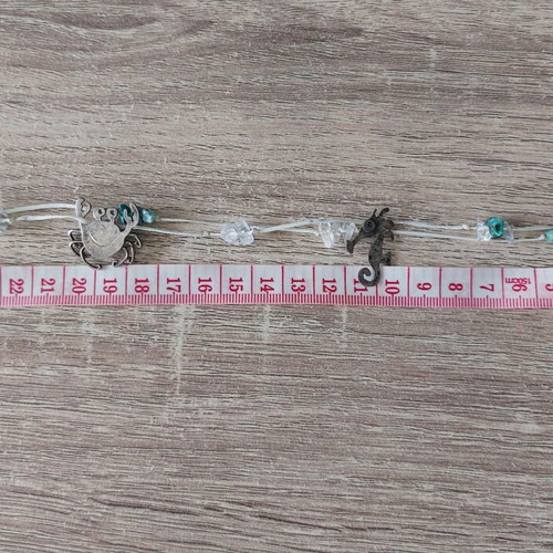 Anklet with silver 925 elements like new, handmade with turquoise stones