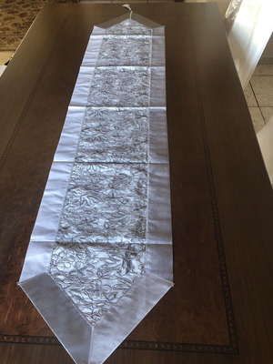 Table runner gray 40x180cm new with tassels on edges