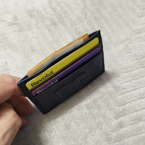 Leather card wallet handmade like new, dark blue
