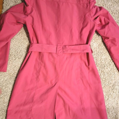 Marks & Spencer pink fuchsia trench coat with pockets and belt, waterproof, size 10