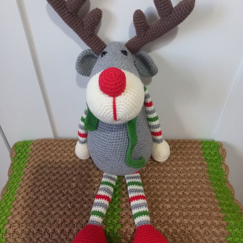 Handmade knitted reindeer doll new 45cm, cotton yarn