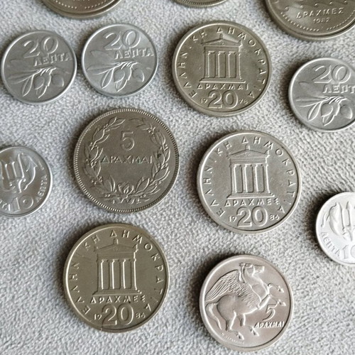 Drachma coins used with 1978-1986 twenty drachma and rare coins