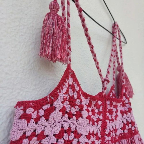 Zara boho chic embroidered long dress, pink red, size L