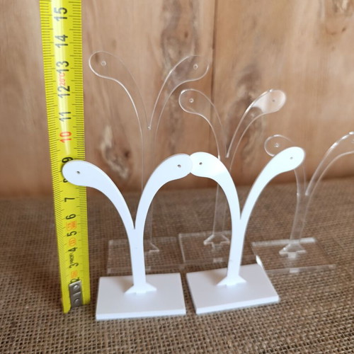 Jewelry display stands for earrings set of 5 like new, leather and plexiglass
