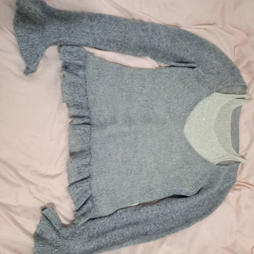 Women's blouse gray made in Italy medium with integrated knitted strap used