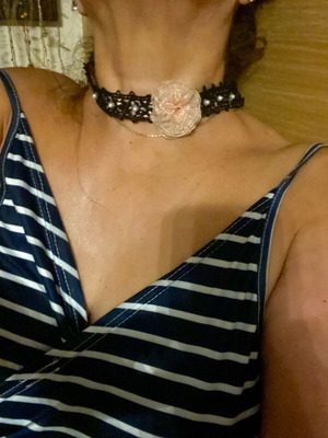 Choker necklace handmade with lace, pearls and fabrics new