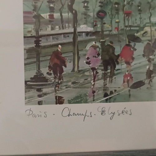 Vintage lithograph Maurice Legendre "Paris, Champs-Élysées" like new