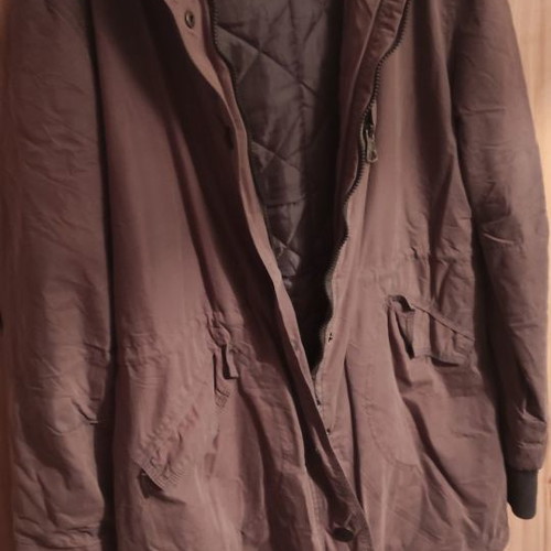 Jacket used, olive color, comfortable fit, size XL