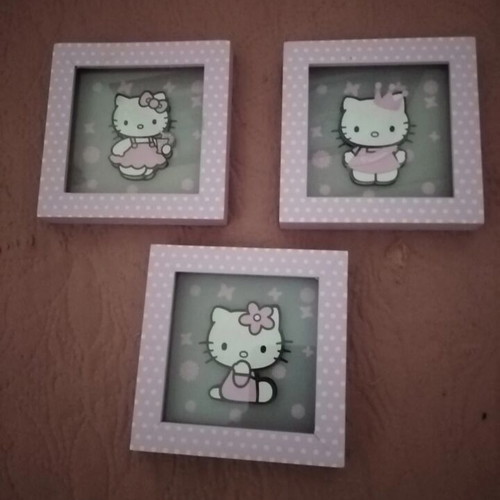 Hello Kitty decorative frames set of 3 with glass, new