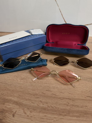 Γυαλιά ηλίου Gucci νέα, 100% UV προστασία, μαύρο και κόκκινο χρώμα
