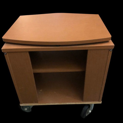 TV stand used with wheels, glass door and shelf