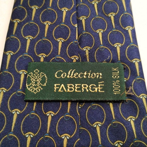 Fabergé silk tie 100% blue like new with gold pattern