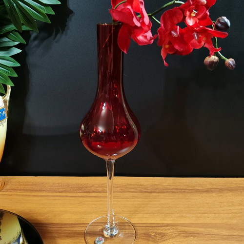 Ваза Empoli Cranberry Pink от италианско арт стъкло, нова