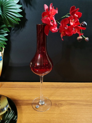 Ваза Empoli Cranberry Pink от италианско арт стъкло, нова