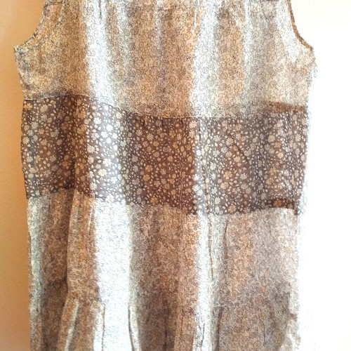 Benetton Floral Tiered Top, beige and brown