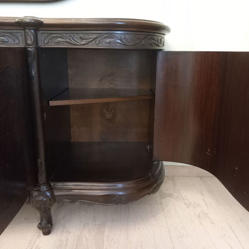 Antique walnut wood buffet with mirror used