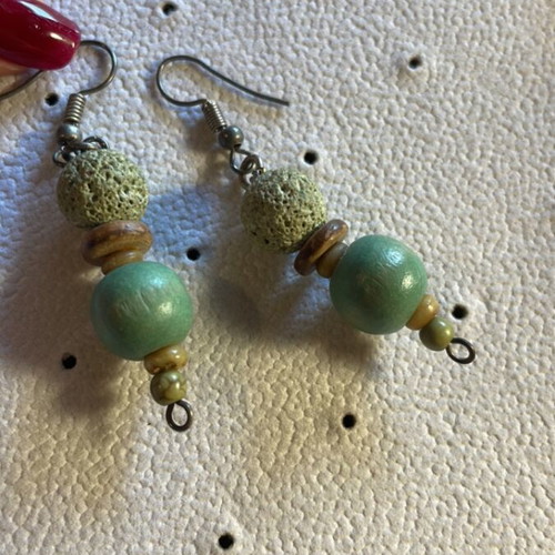Handmade earrings with pumice stone unused
