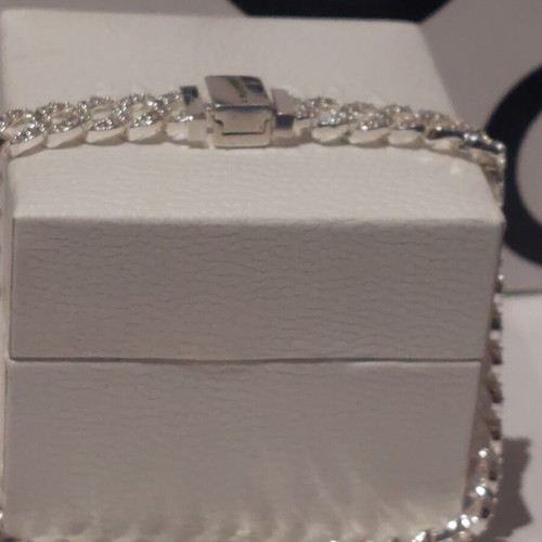 Pandora bracelet size 18, silver with cubic zirconia