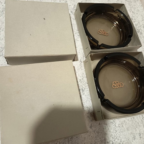 Olympic Airways Glass Ashtrays Set of 2 New