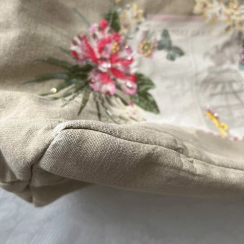 Boho bag used, beige fabric with adjustable strap