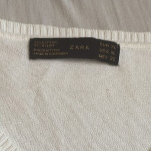 Zara white knitted sweater with classic V-neck, like new, XL