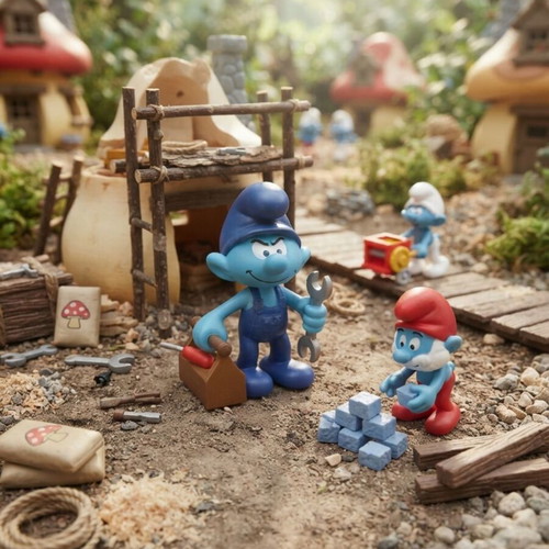 Smurfs figure set of 9 including 3 vintage Schleich-Peyo-McDonald's