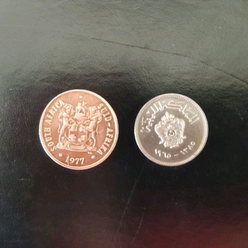 South Africa 2 Cents and Libya 10 Milliemes coins like new