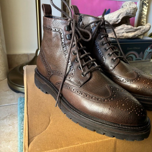 Oxford leather boots new brown Massimo Dutti